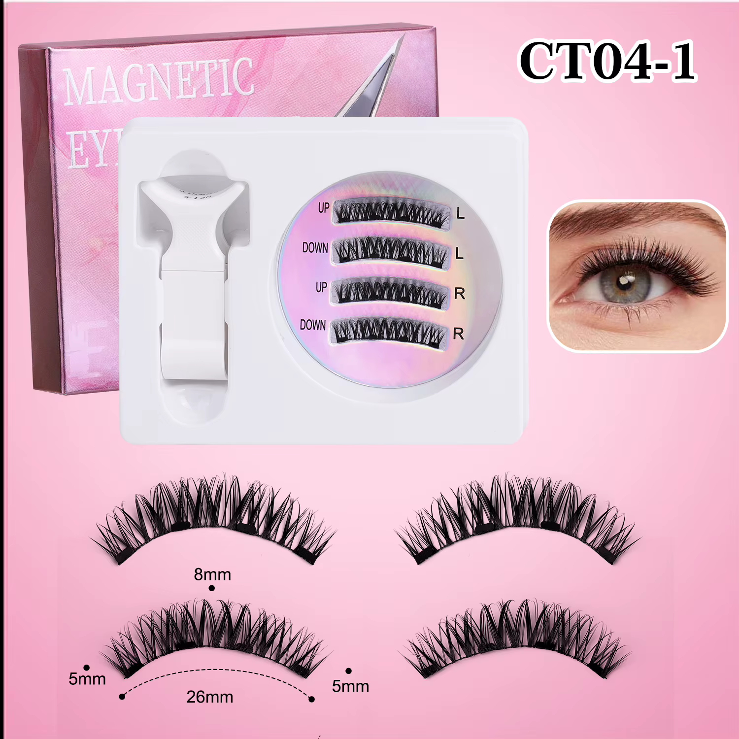 Ensemble de faux cils magnétiques, Extensions de cils faciles à appliquer, cils bouclés volumineux, 