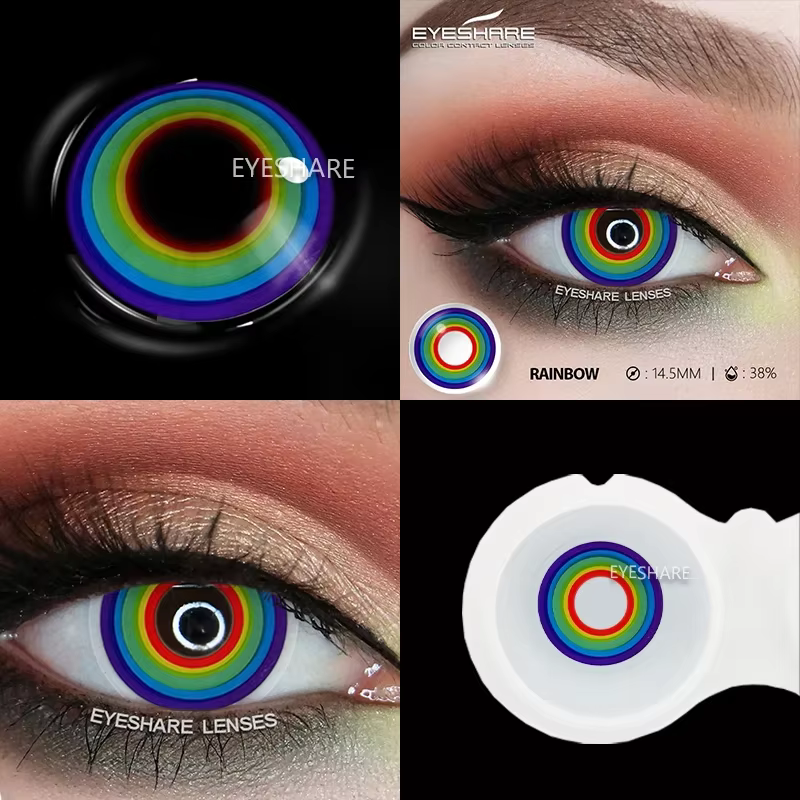 AMARA-Lentilles de Contact Colorées pour Halloween, Rouge, Blanc, Noir, 14.5mm, Cosplay, Anime, Maqu