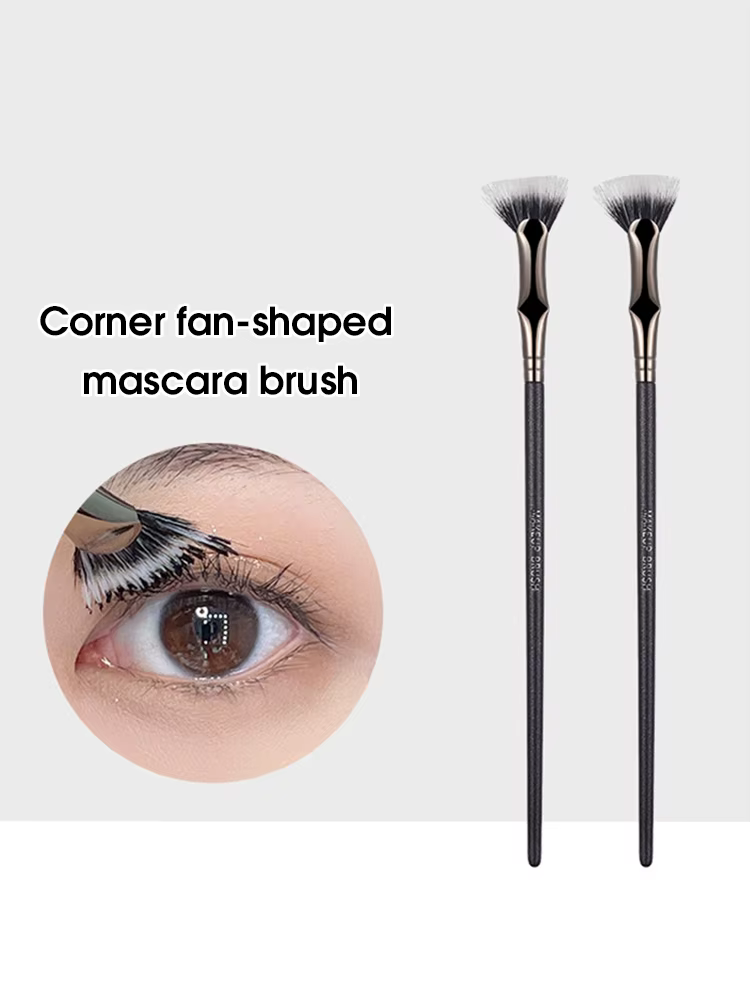 Brosse à mascara en éventail pliant, cheveux doux, tête plate, brosse urgente, racine claire, brosse