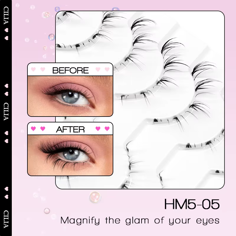 10 paires de cils inférieurs Manga, bande transparente, vaporeux, petite flamme sous les yeux, maqui