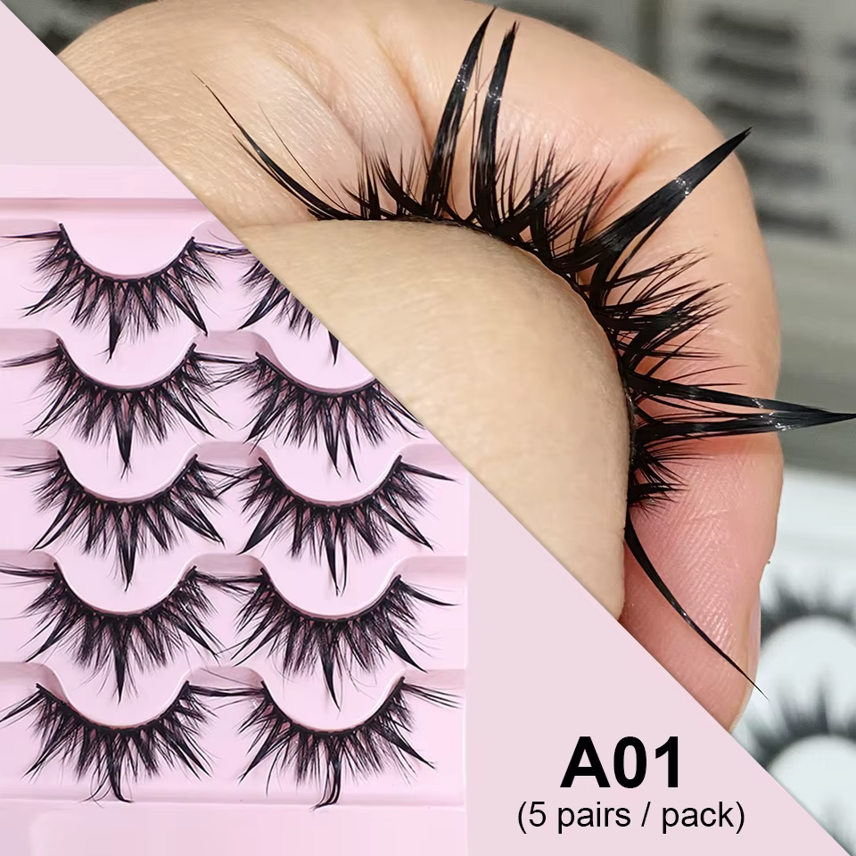 Faux cils cosplay féminins, maquillage coréen, nouveau style, pointes de support, cils 3D, cils mang