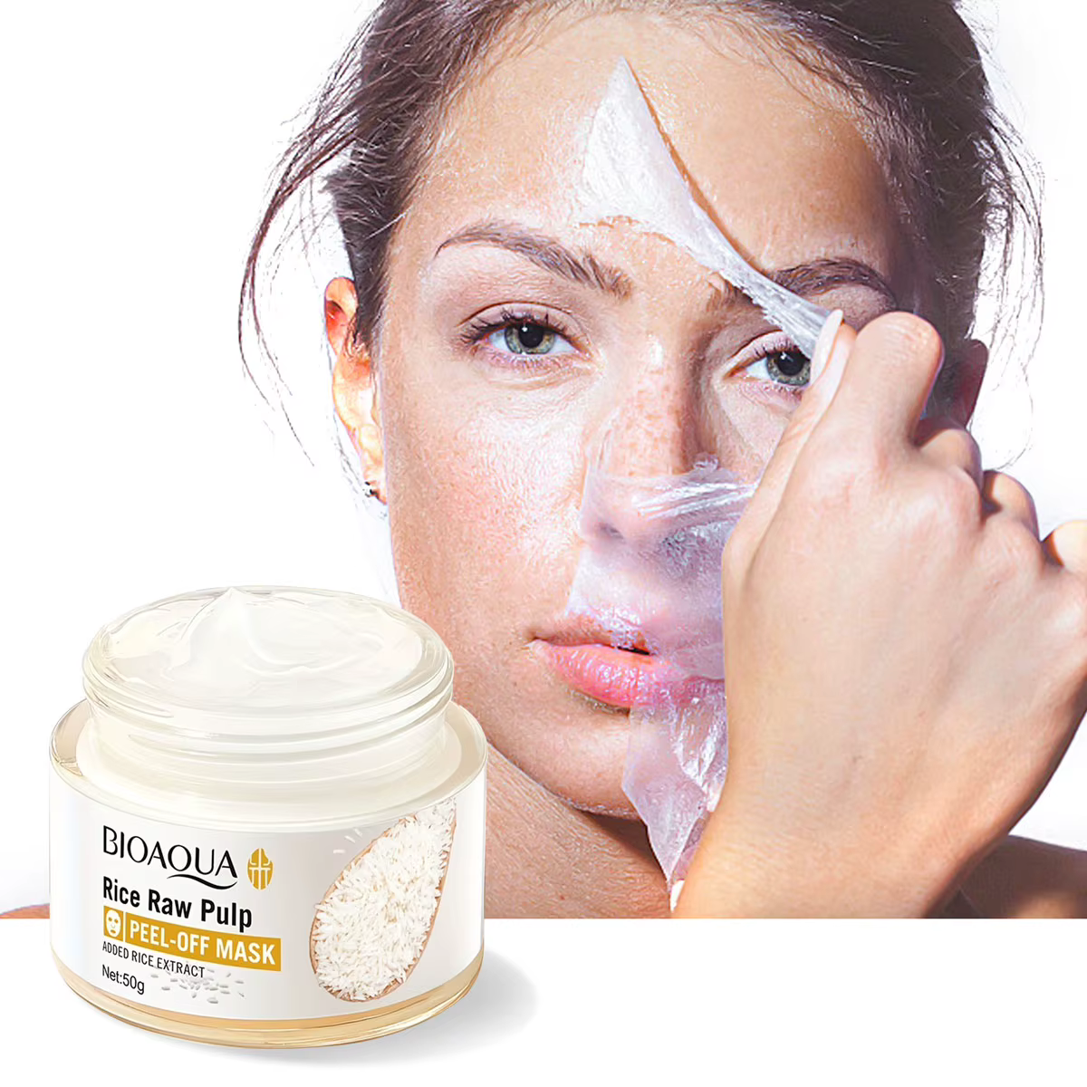 Masque peel-off à la pulpe de riz : absorbe et élimine les points noirs et les points blancs, exfoli