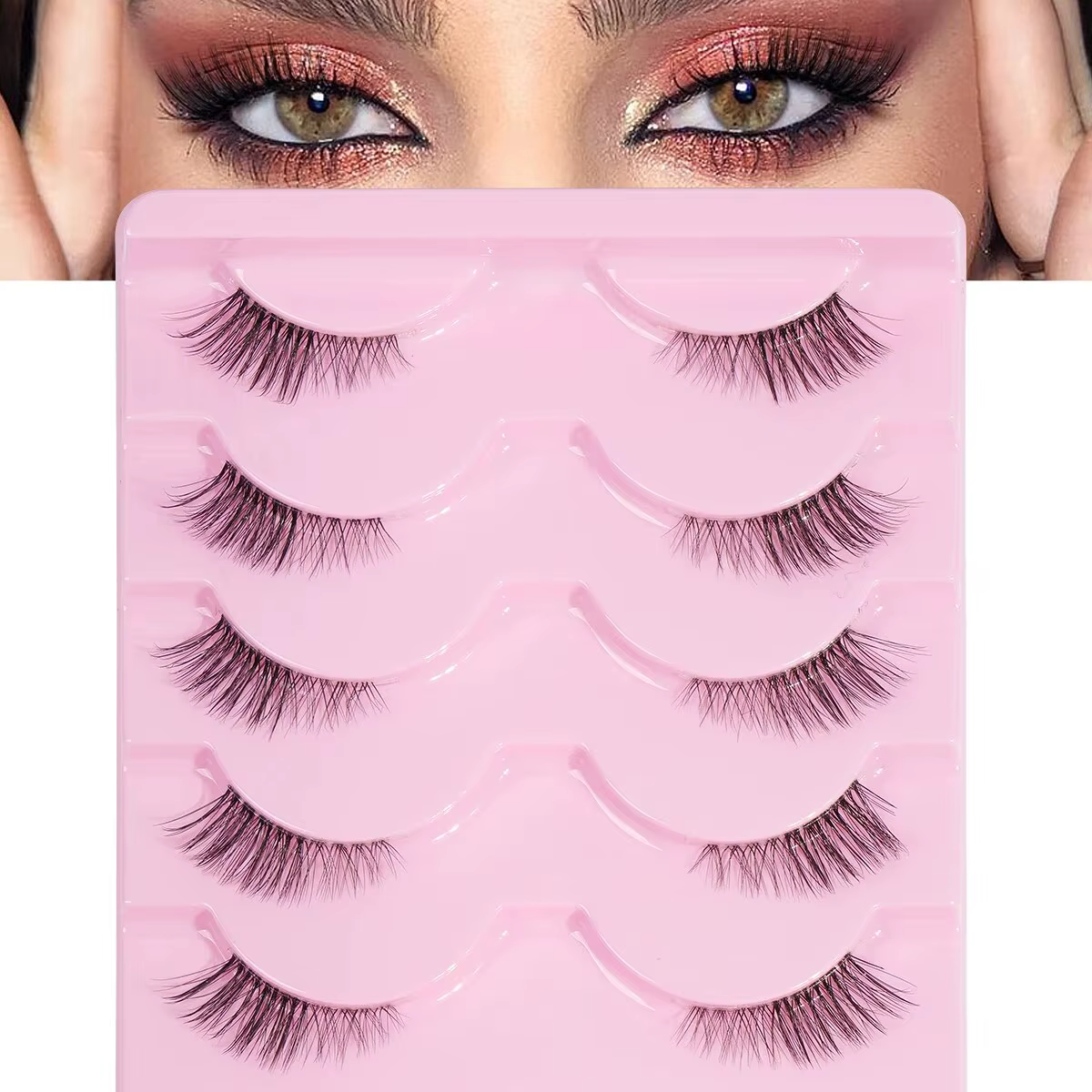 MAGEFY 5 paires demi faux cils Manga cils doux naturel oeil de chat cils outil de maquillage Extensi