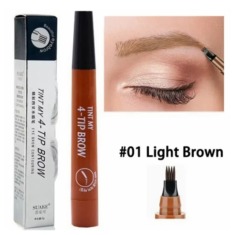 Paquet de 2 stylos à sourcils à 4 points, stylo à sourcils à 4 dents, crayon à sourcils à 4 fourchet