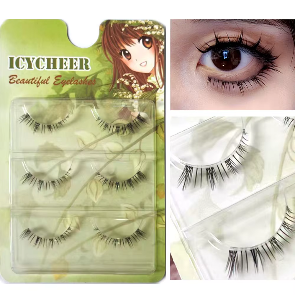 Faux-cils Astronomiques Doux et Naturels, Petite Flamme, Maquillage Coréen, 3 Paires