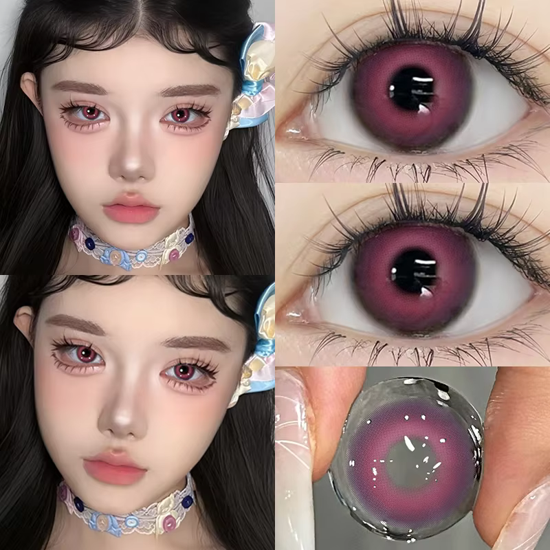 KSSEYE 1 paire de lentilles colorées pour les yeux avec dioptries Prescription lentilles roses annue