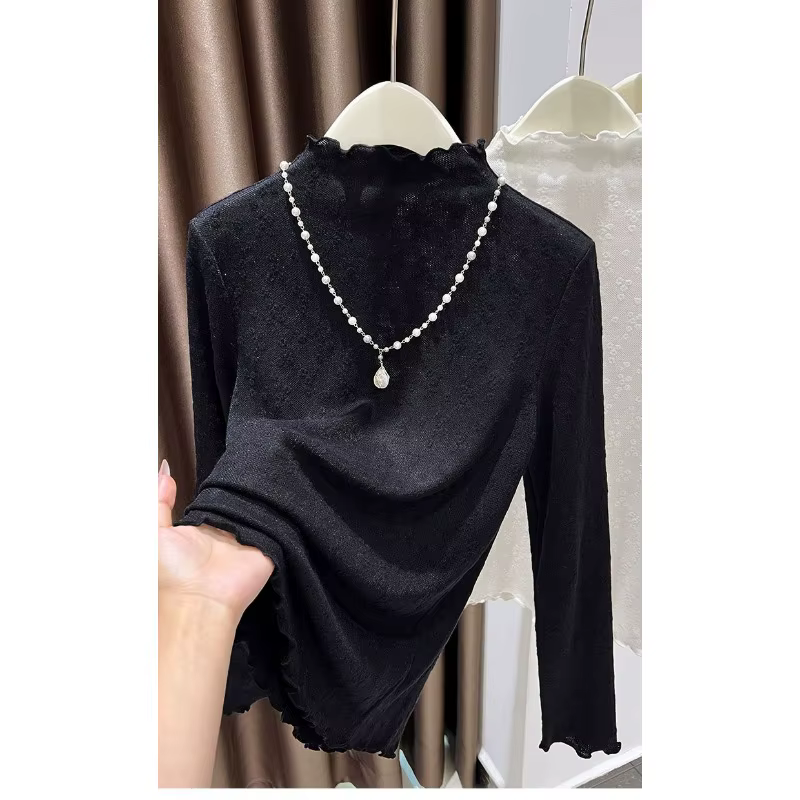 Chemise à bascule pour femmes, demi-col roulé, Design d'automne, haut doux avec oreilles