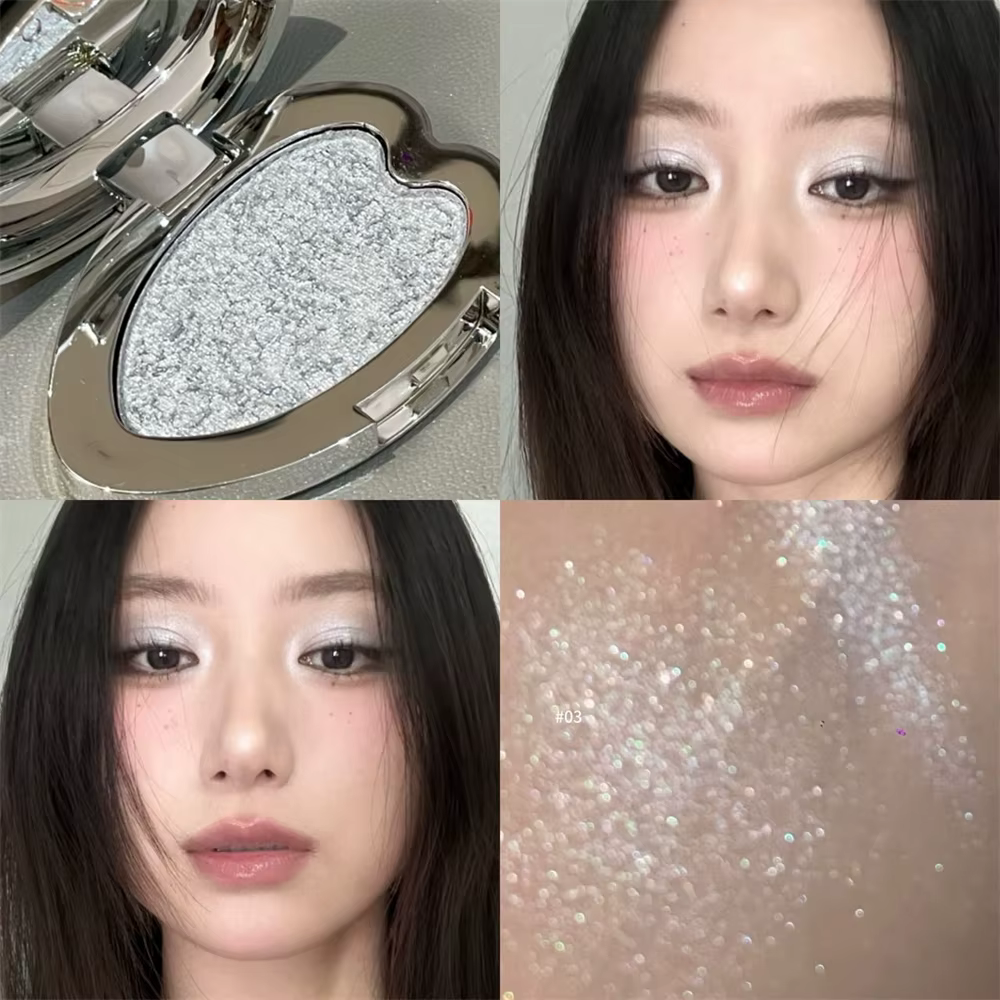 Palette de fards à paupières nacrés lavande, illuminateur facial, fard à joues éclaircissant, fard à