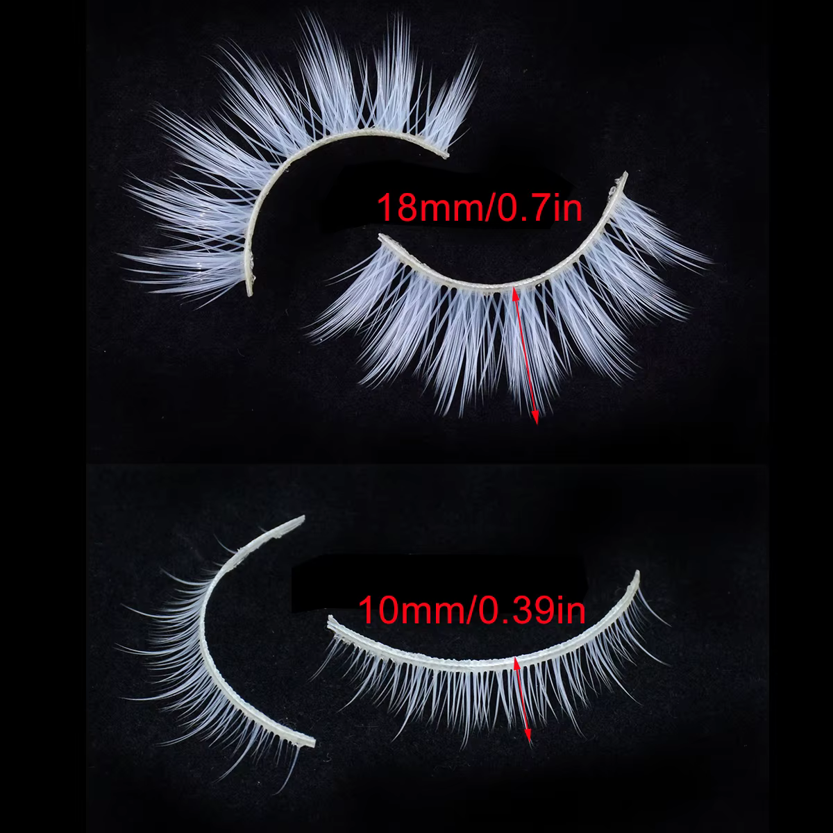 2 paires/cas 3D cils blancs bande claire couleur neige cils Cosplay Halloween Manga cils maquillage