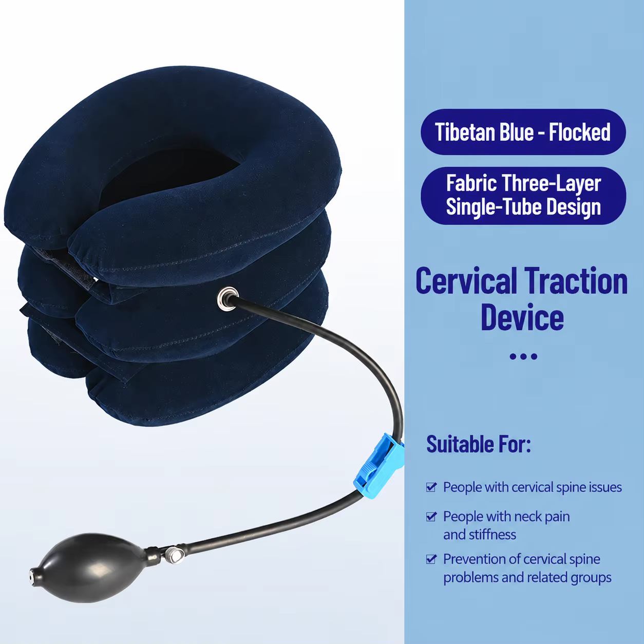 Dispositif de traction cervicale gonflable portable et réglable pour soulager les douleurs au cou, i