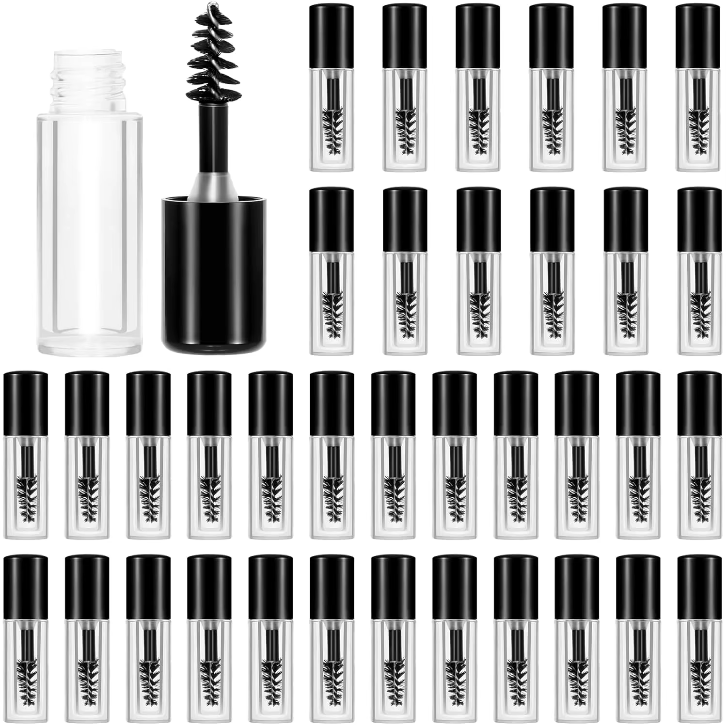 30 Tubes de Mascara Vides avec Applicateur 1,2 ml, Tubes Rechargeables pour Teinture des Cils et Sou