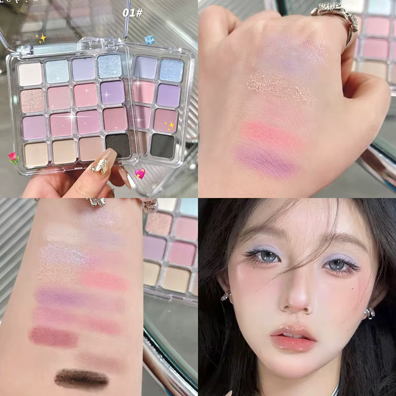 Palette de fards à paupières à paillettes fines, 16 couleurs, perles mates, maquillage longue durée 