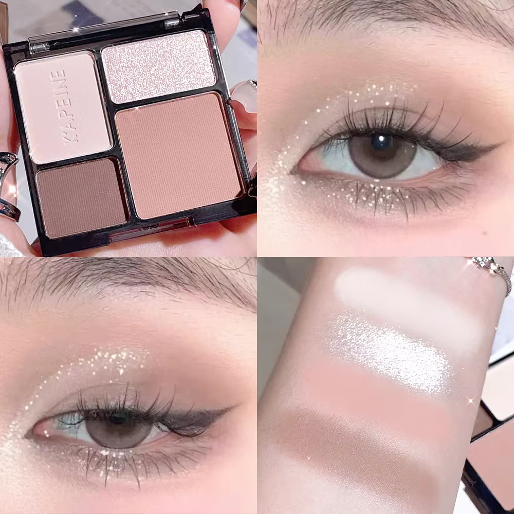 Noir rose fard à paupières poudre douce Cool filles yeux Contours Palette de maquillage coréen quatr