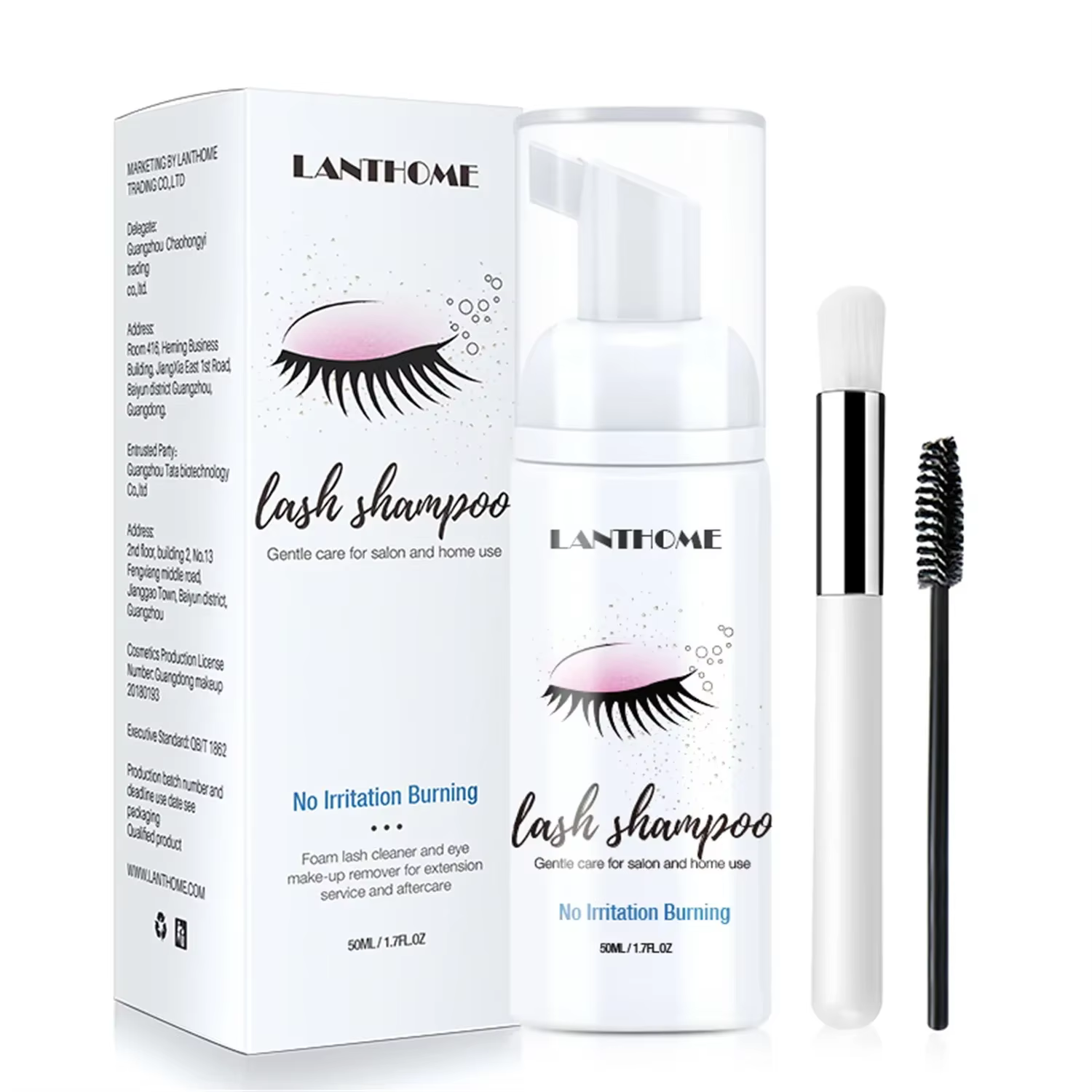 Lanthome – shampoing pour extensions de cils, 50ml, mousse pour paupières, nettoyage en profondeur,
