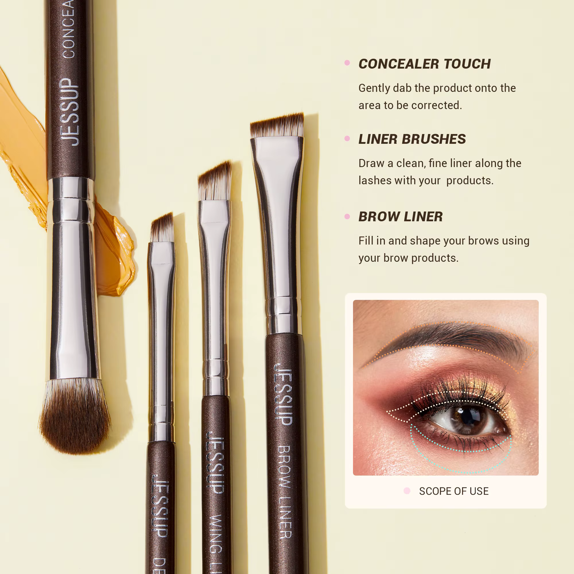 Jessup – ensemble de pinceaux de maquillage pour les yeux, professionnels, 15 pièces, pour fard à pa