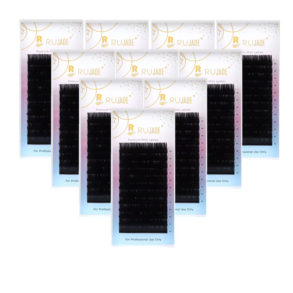 Rujade 10 plateaux / lot extensions de cils personnels faux vison russe rouleau de cils Cachemire ci