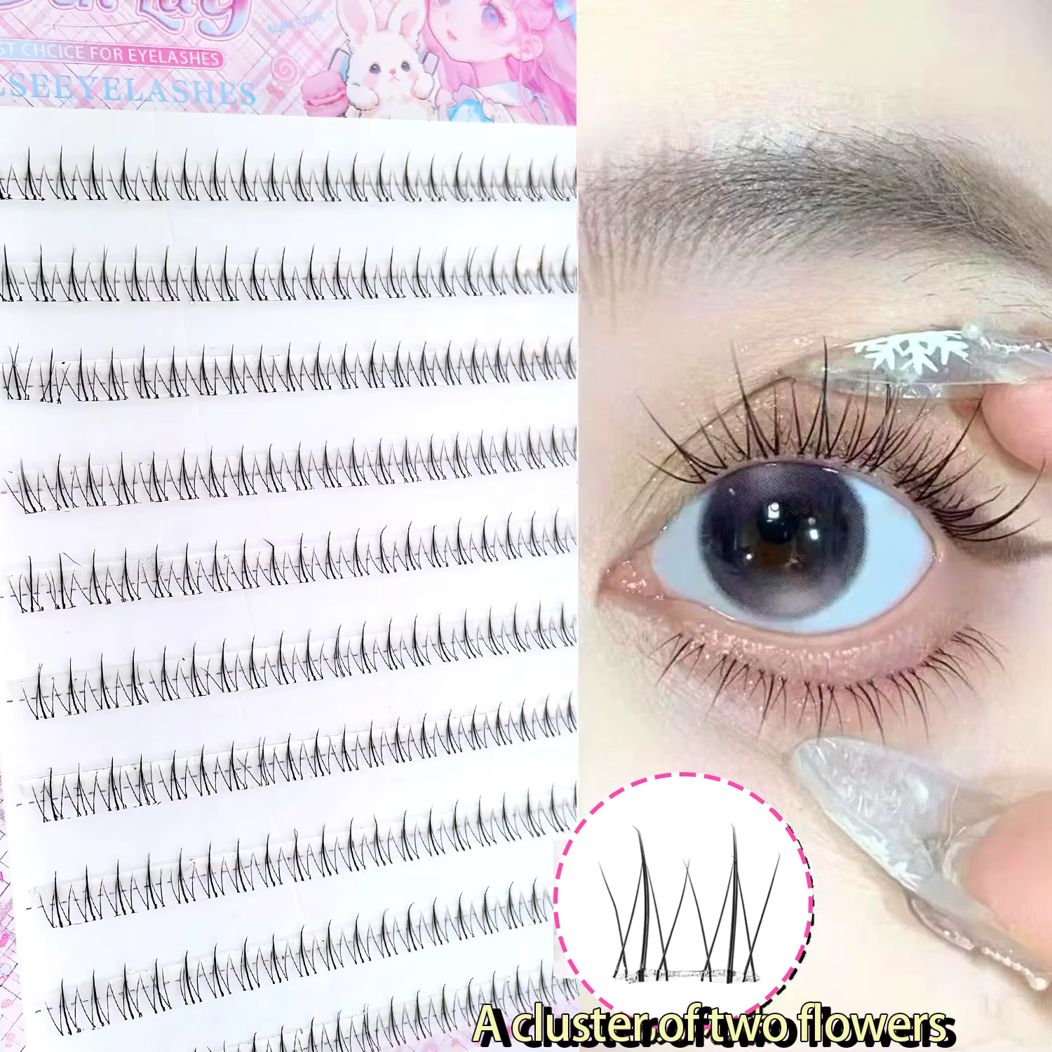 Cils inférieurs à petite flamme d'aspect naturel - Sans colle, application facile, convient aux débu