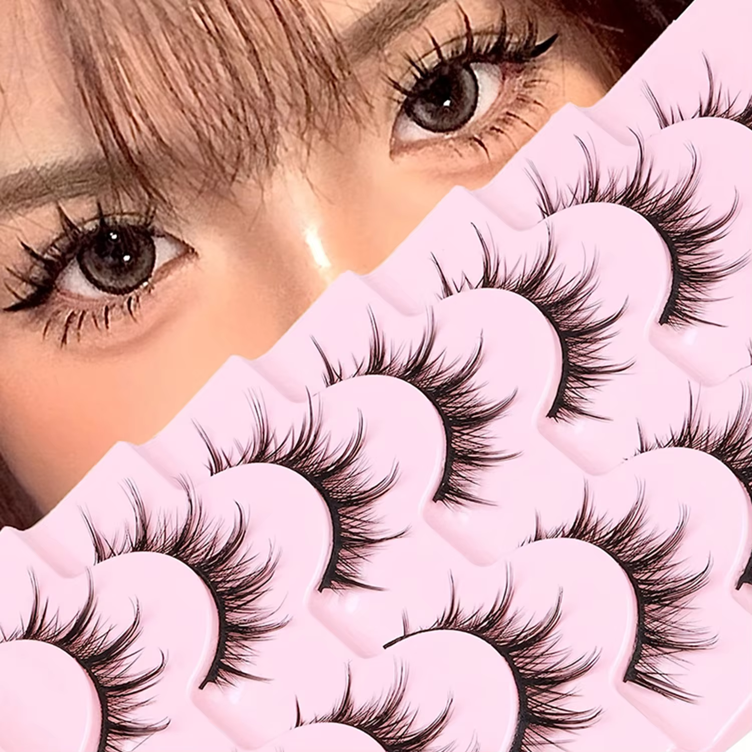 Faux cils d'aspect naturel, Anime vaporeux, moelleux, pointes, Volume 3D, Pack de 7 paires, coréen,
