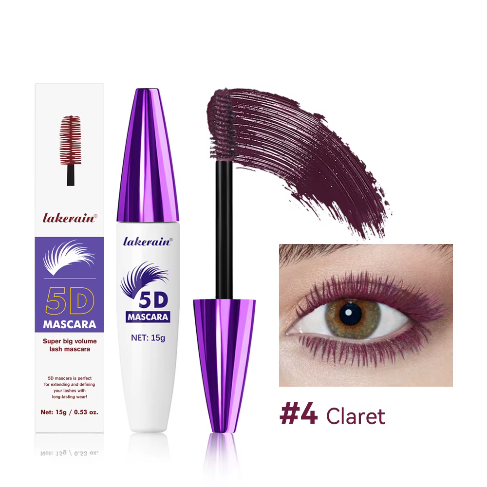 Mascara noir 5D longue tenue, imperméable, allongeant les cils, volumisant et recourbant, maquillage