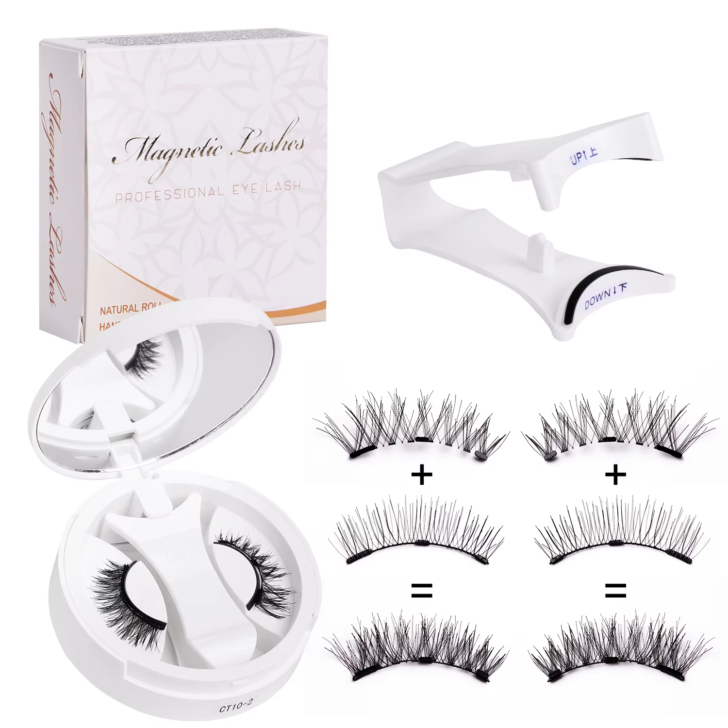 Ensemble de cils magnétiques : faux cils réutilisables sans colle, design bouclé ultra naturel et ét