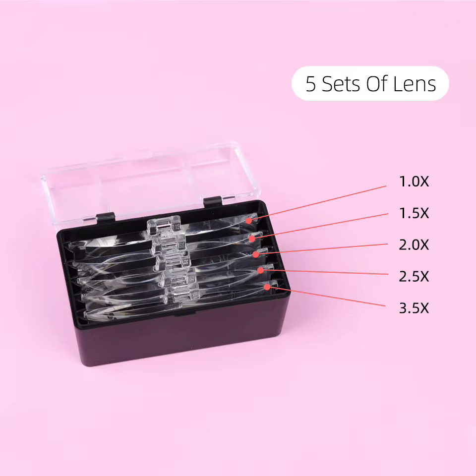 Extensions de cils 5 lentilles bandeau réglable loupe loupe lumière LED 1.5/2.5/3.5 loupes pour faux