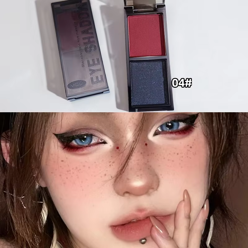 Palette de fards à paupières bicolore noir et rouge, palette de maquillage multifonctionnelle, eye-l