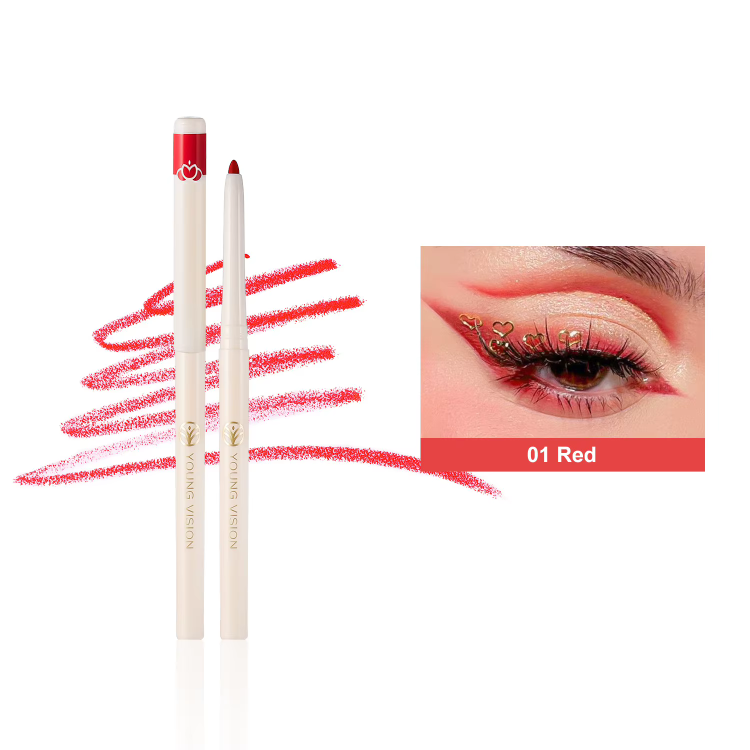 Crayon Eyeliner Rétractable 12 Couleurs Scintillant Anti-Bavure 2-en-1 Stylo Maquillage Multi-Fard à
