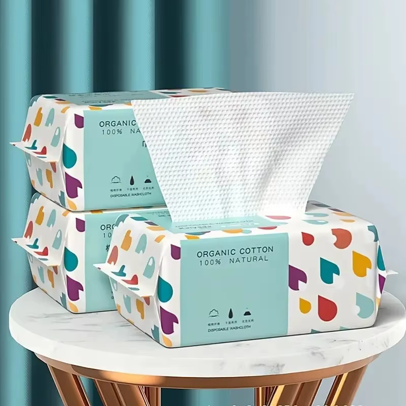 Serviettes jetables épaisses en coton doux – Lingettes nettoyantes pour le démaquillage à sec et les
