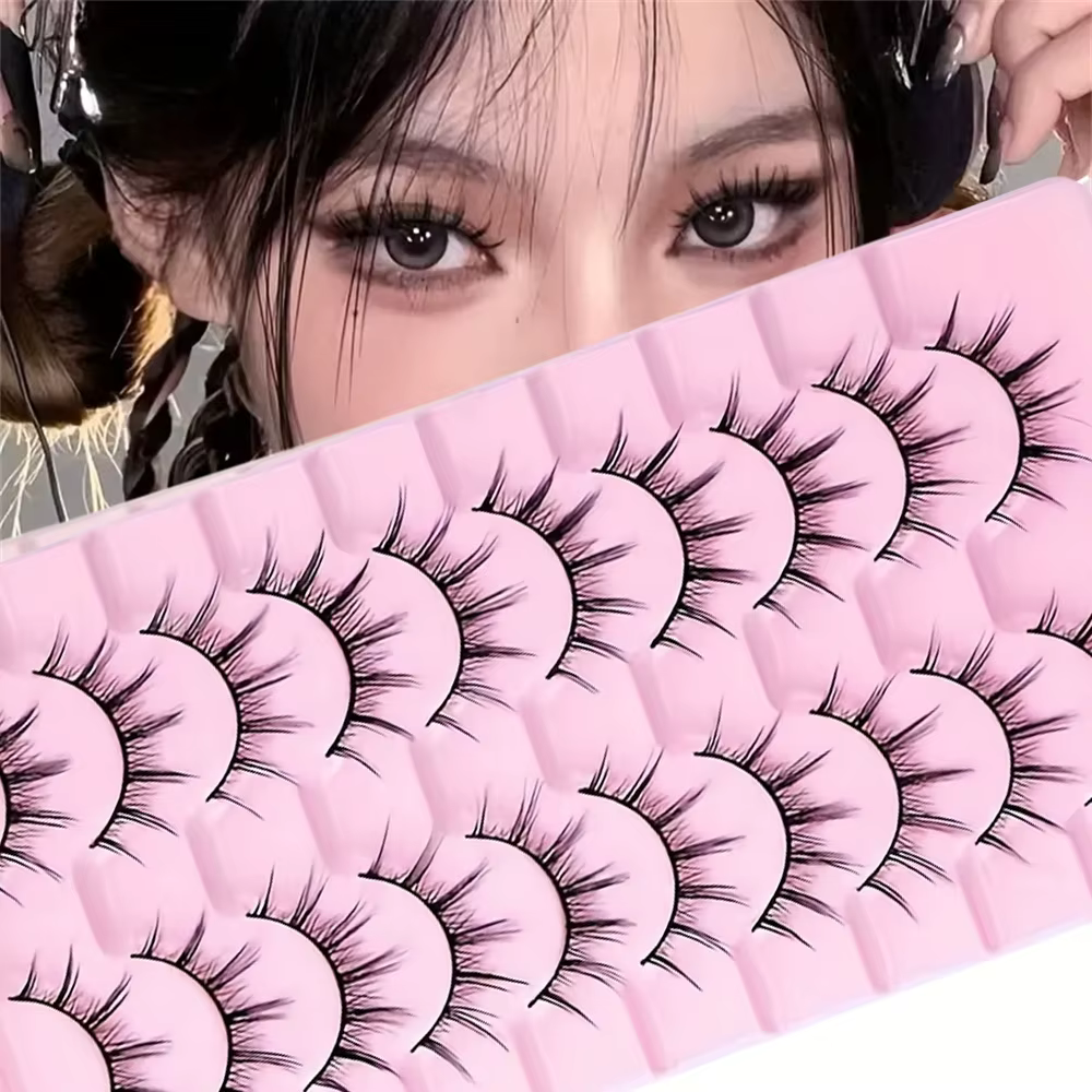 10 paires de faux cils effet yeux de chat - Extra longs et épais pour le maquillage et les extension