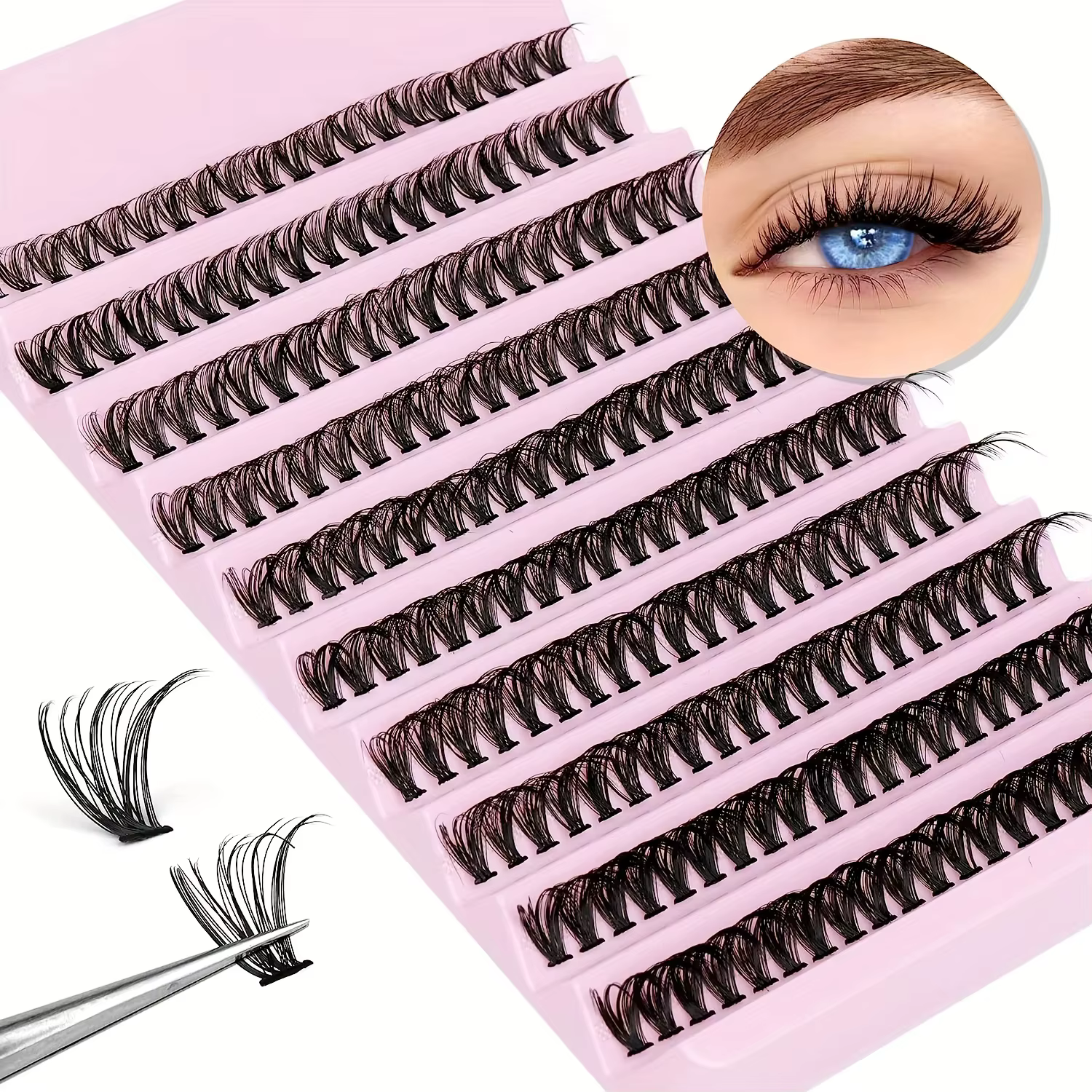 Lot de 200 faux cils en grappe individuelle, en fourrure de vison synthétique, volumineux et naturel