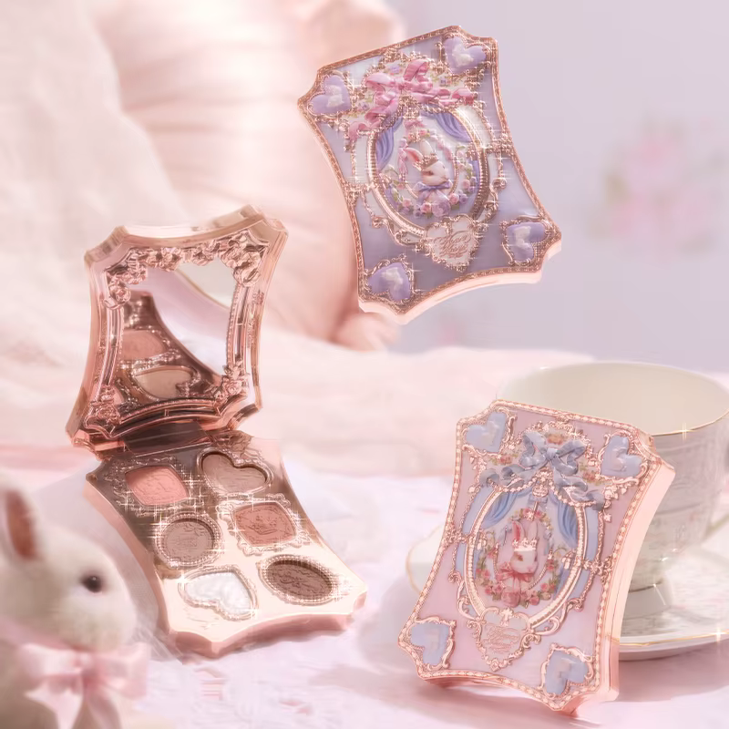 Palette de fards à paupières Flower Knows Makeup Bunny Garden, 6 couleurs, longue tenue, nudes natur
