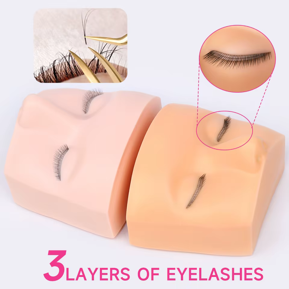 Tête de Mannequin à 3 Couches pour la Pratique du Maquillage, Extensions de Cils, Outils de Formatio