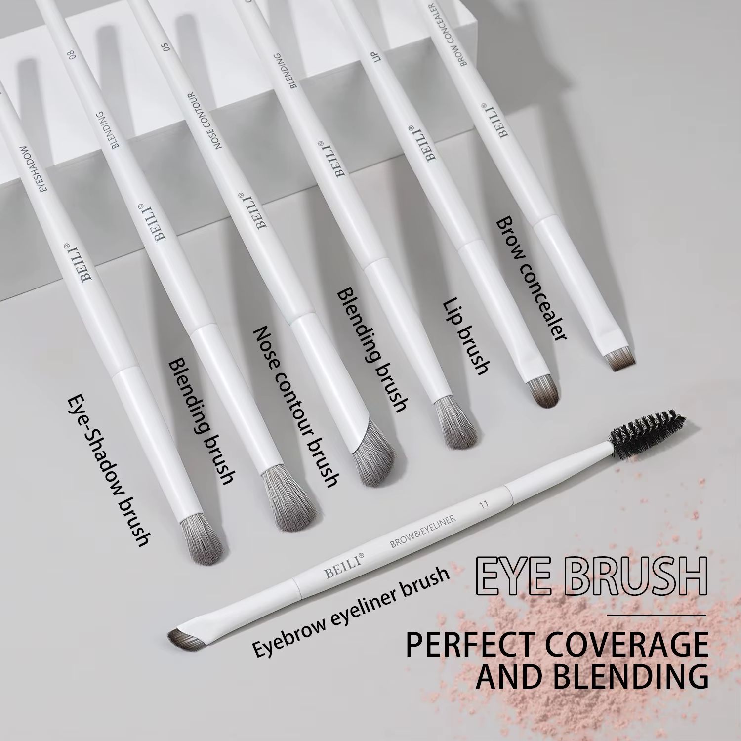 BEILI – ensemble de pinceaux de maquillage professionnels végétaliens, 12 pièces, maïs, bambou, soie
