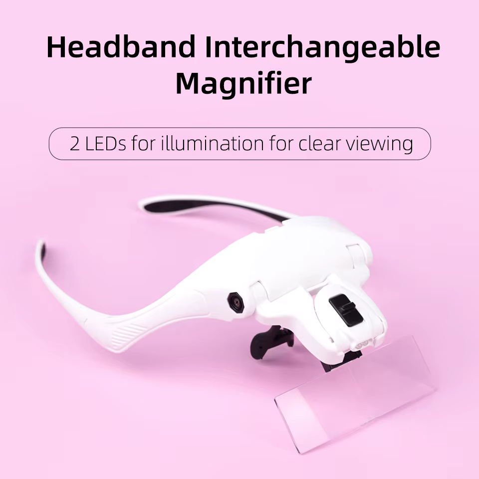 Extensions de cils 5 lentilles bandeau réglable loupe loupe lumière LED 1.5/2.5/3.5 loupes pour faux