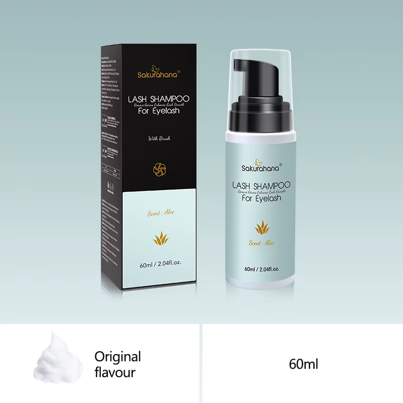 SAKURAHANA Shampooing pour cils 60 ml Extension de cils Mousse de nettoyage en profondeur Mousse net