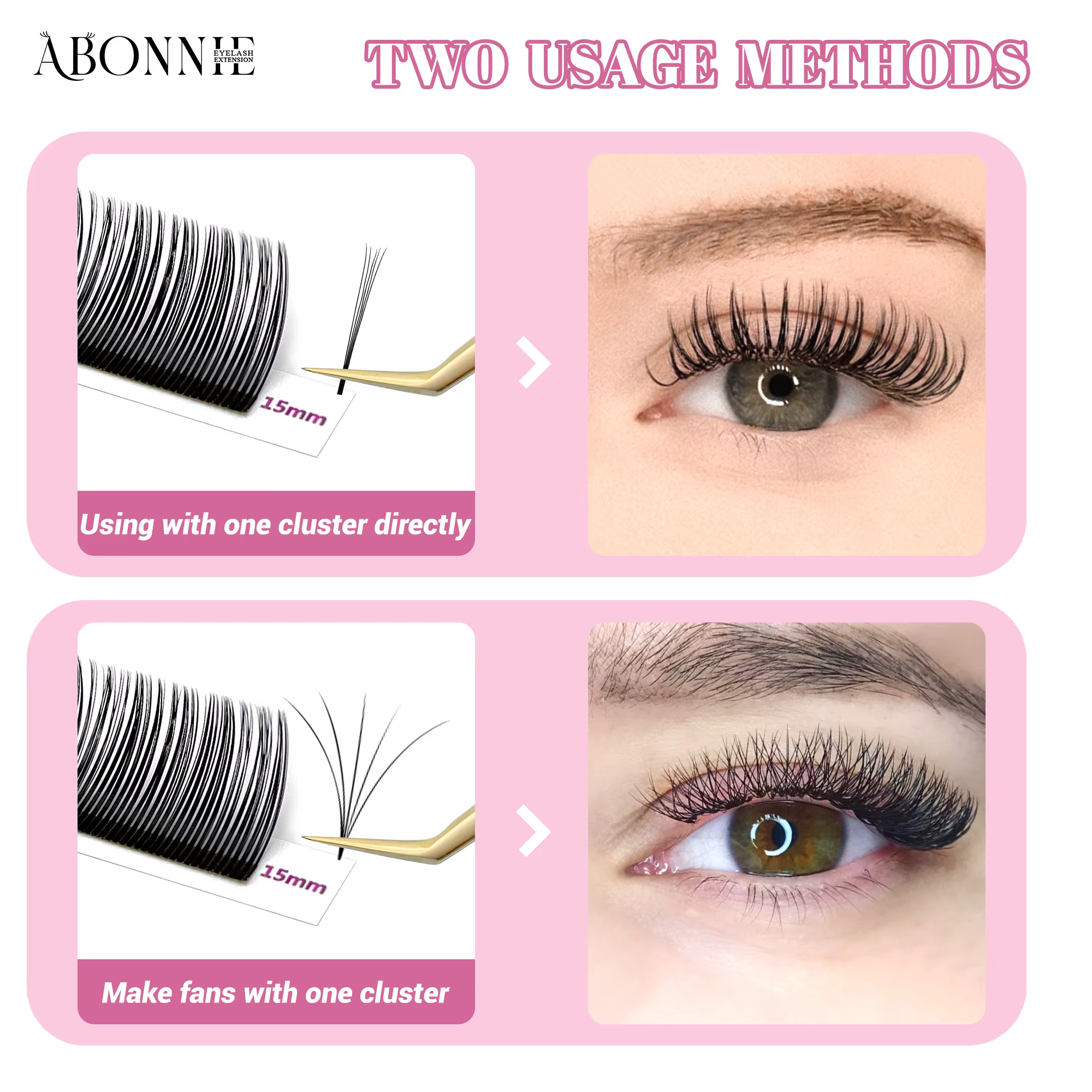 ABONNIE noir marron 5D fleur pointes fée faux cils individuels facile ventilateurs 5D fleur Volume c