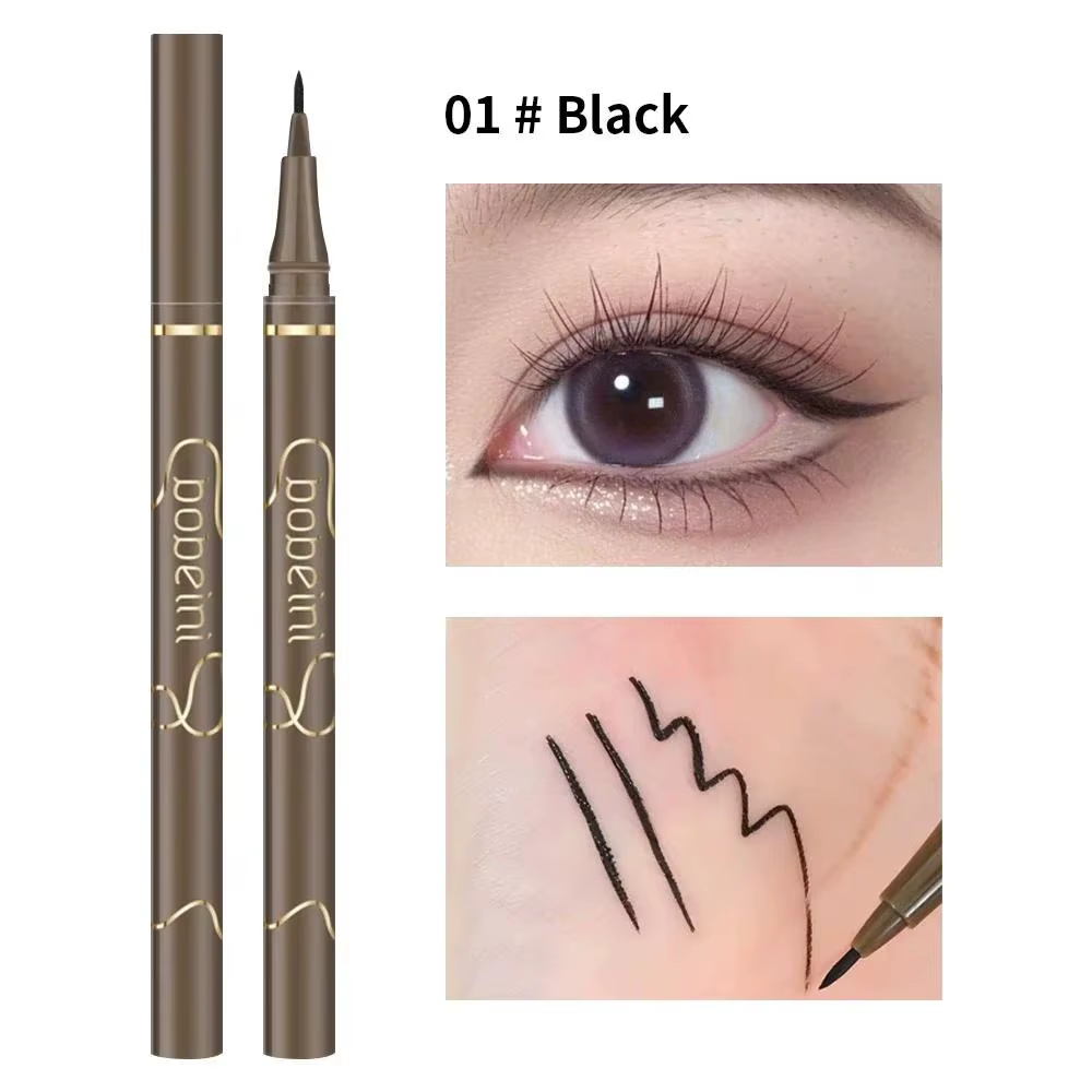 Eyeliner liquide imperméable à séchage rapide/ultra-fin mat noir marron/eyeliner ver à soie longue d