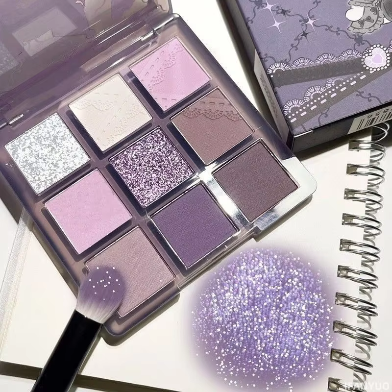 Palette de fards à paupières flocon de neige, 9 couleurs, paillettes, rêve fille, nacré, mat, reflet