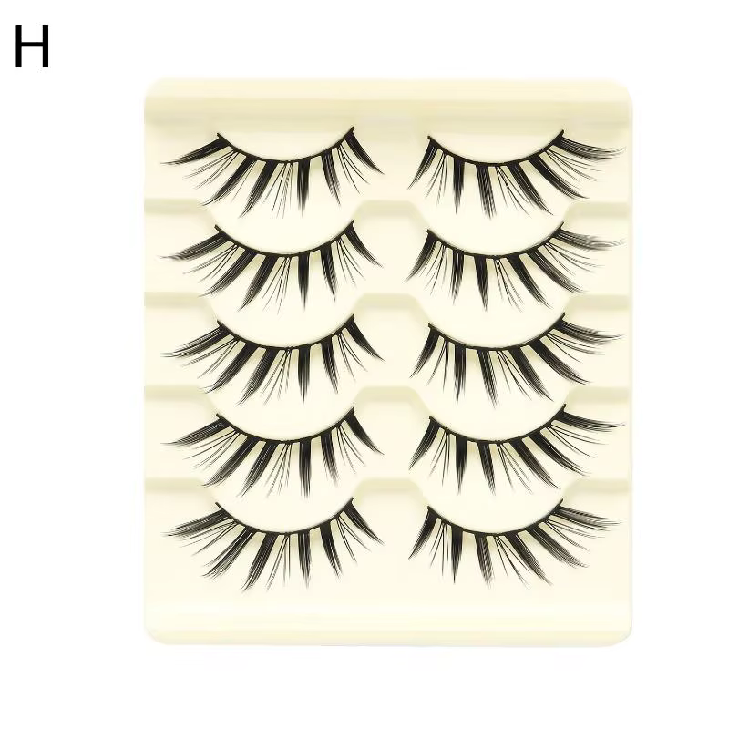 5 paires de faux cils Manga pour cosplay, cils en bande, aspect naturel doux, effet œil de renard, m