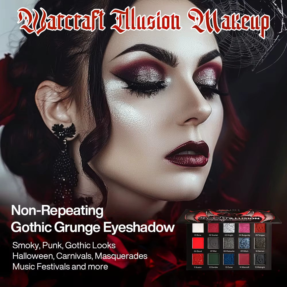 DE'LANCI Palette de fards à paupières rouge noir, maquillage gothique de fard à paupières rouge 15 c