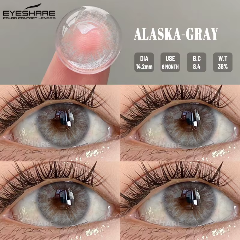 EYESHARE Lentilles de contact colorées pour élèves grises Lentilles pour les yeux bleus 1 paire de l