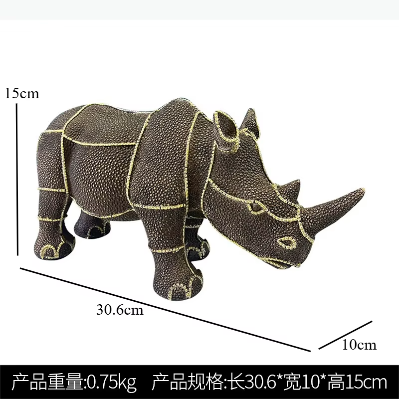 Ornement en résine en forme de rhinocéros, sculpture animale, artisanat, décoration de la maison, st