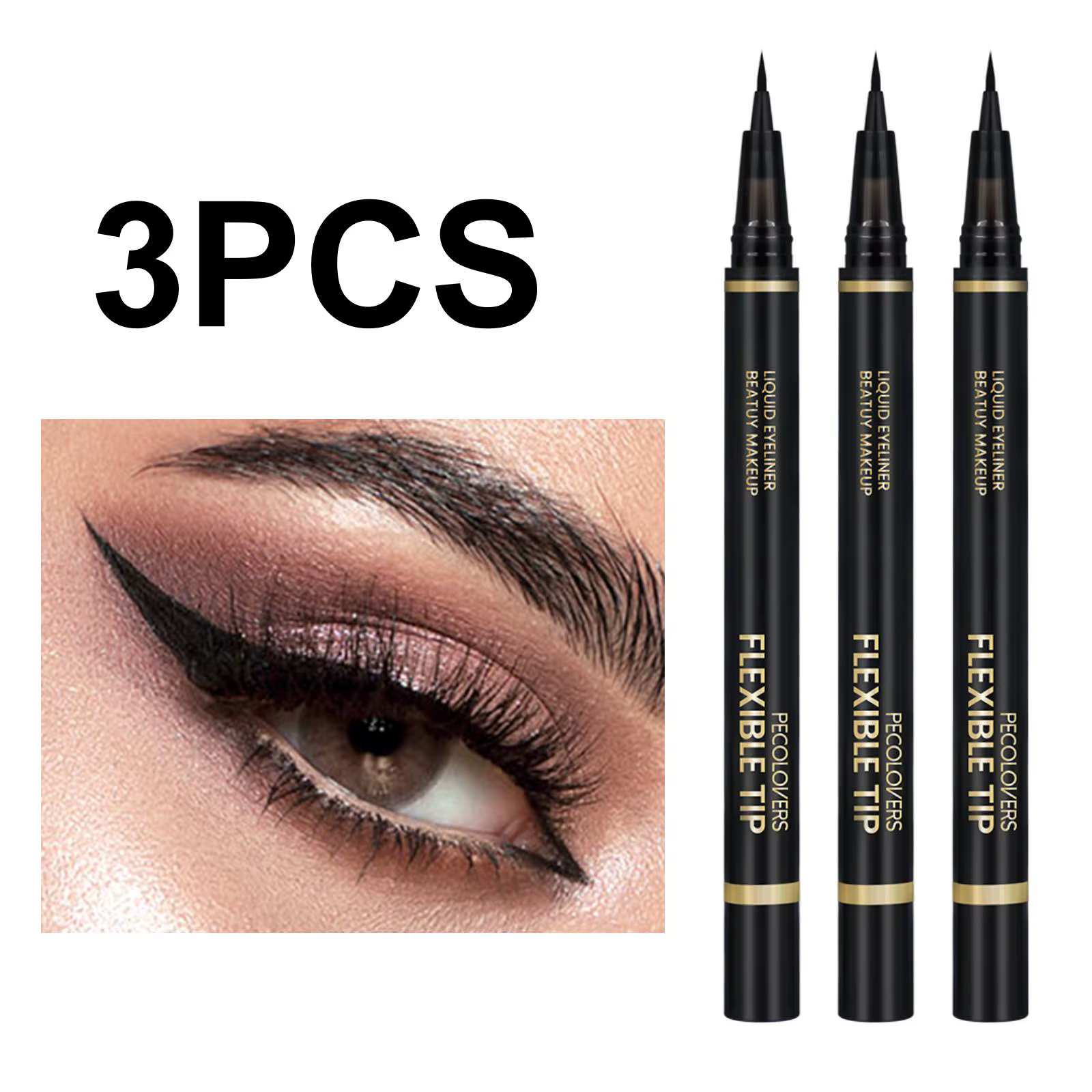 Eyeliner liquide ultrafin 3 pièces, imperméable, antisalissure, soyeux, à séchage rapide, durable, p