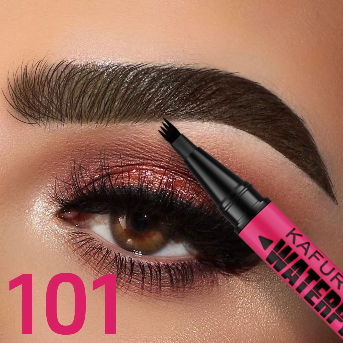 Stylo à sourcils étanche 3 couleurs, crayon à sourcils microblading avec 4 têtes fendues, sourcils d