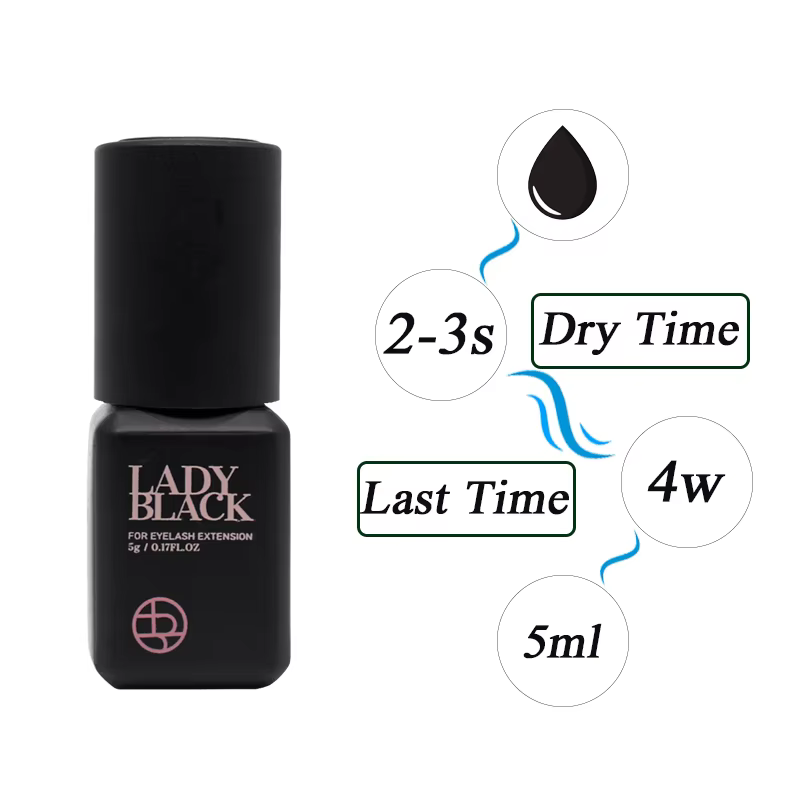 Corée 5ml dame colle noire séchage rapide forte Extension de cils colle rétention 4-5 semaines adhés