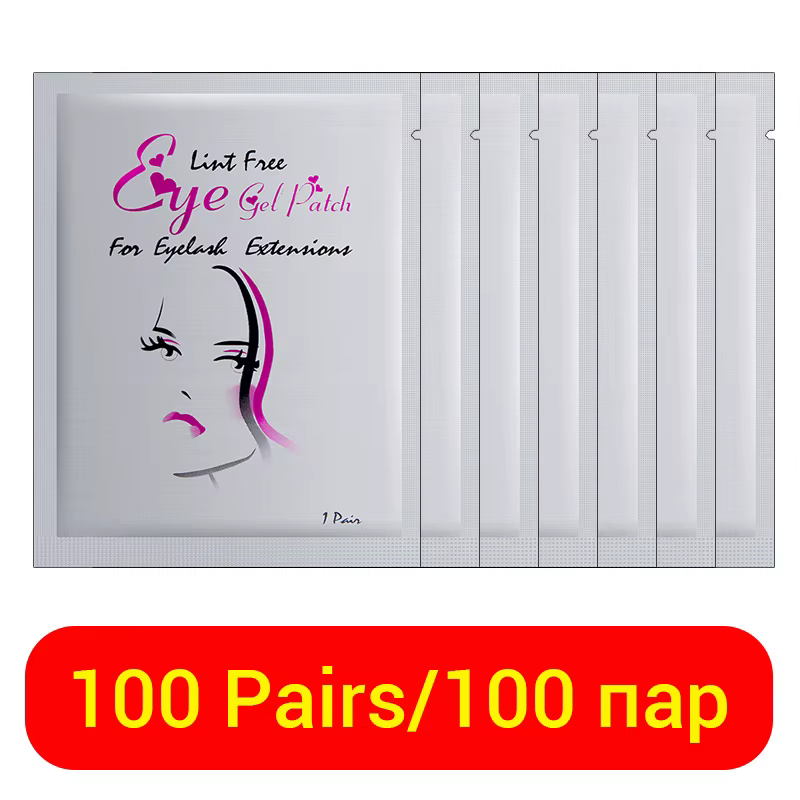 Patch pour les yeux en Hydrogel, 100 paires, pour la construction d'extensions de cils, coussinets s