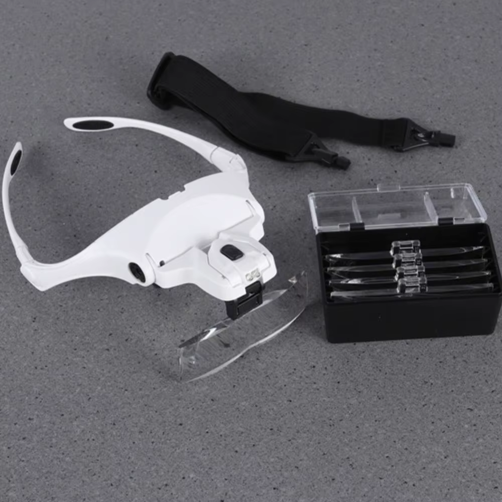 Extension de cils 5 lentilles réglables bande de sauna, loupe avec lampe à lumière LED, loupes pour