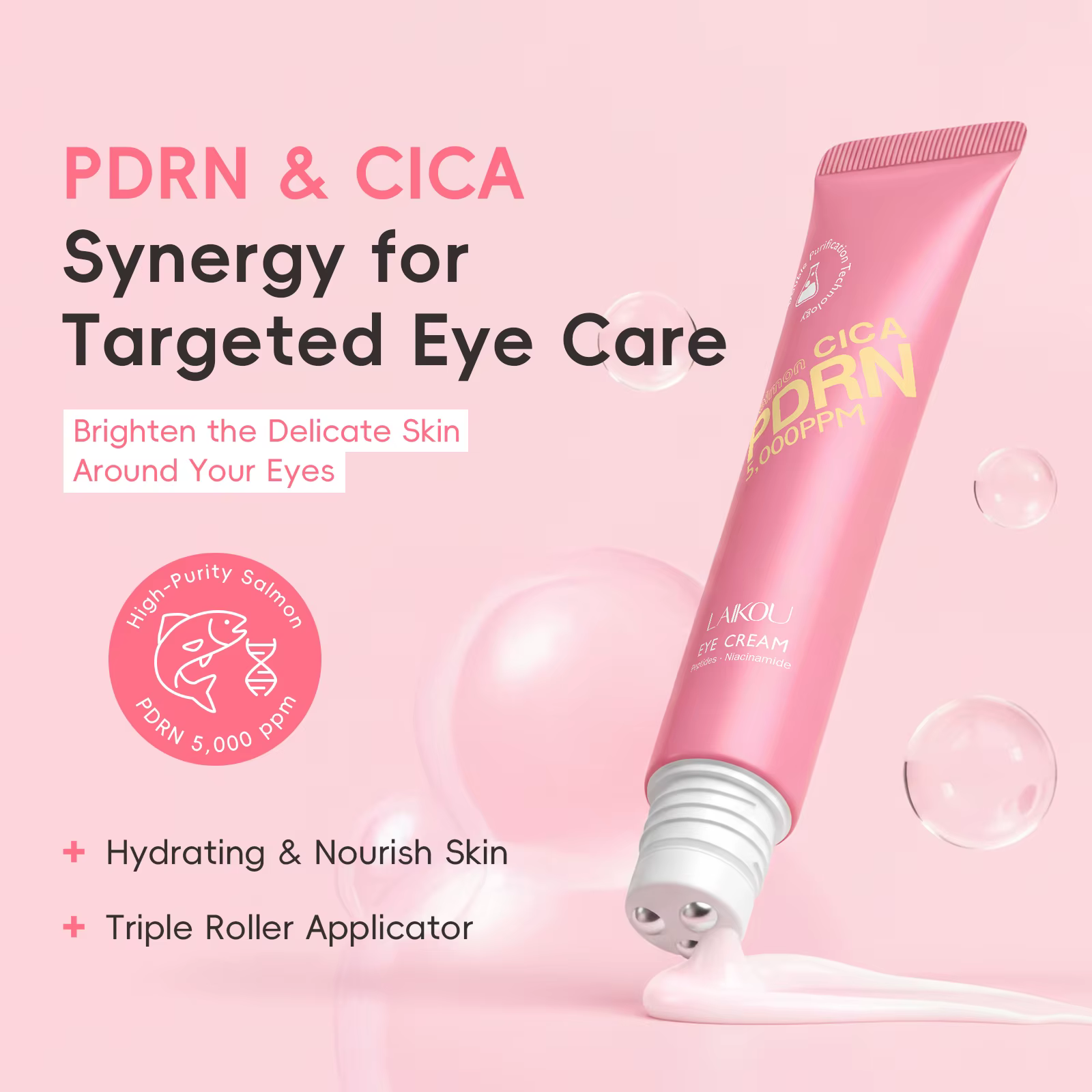 Crème pour les yeux LAIKOU PDRN CICA 20g, nourrit la peau, pour un regard plus lumineux, avec caféin