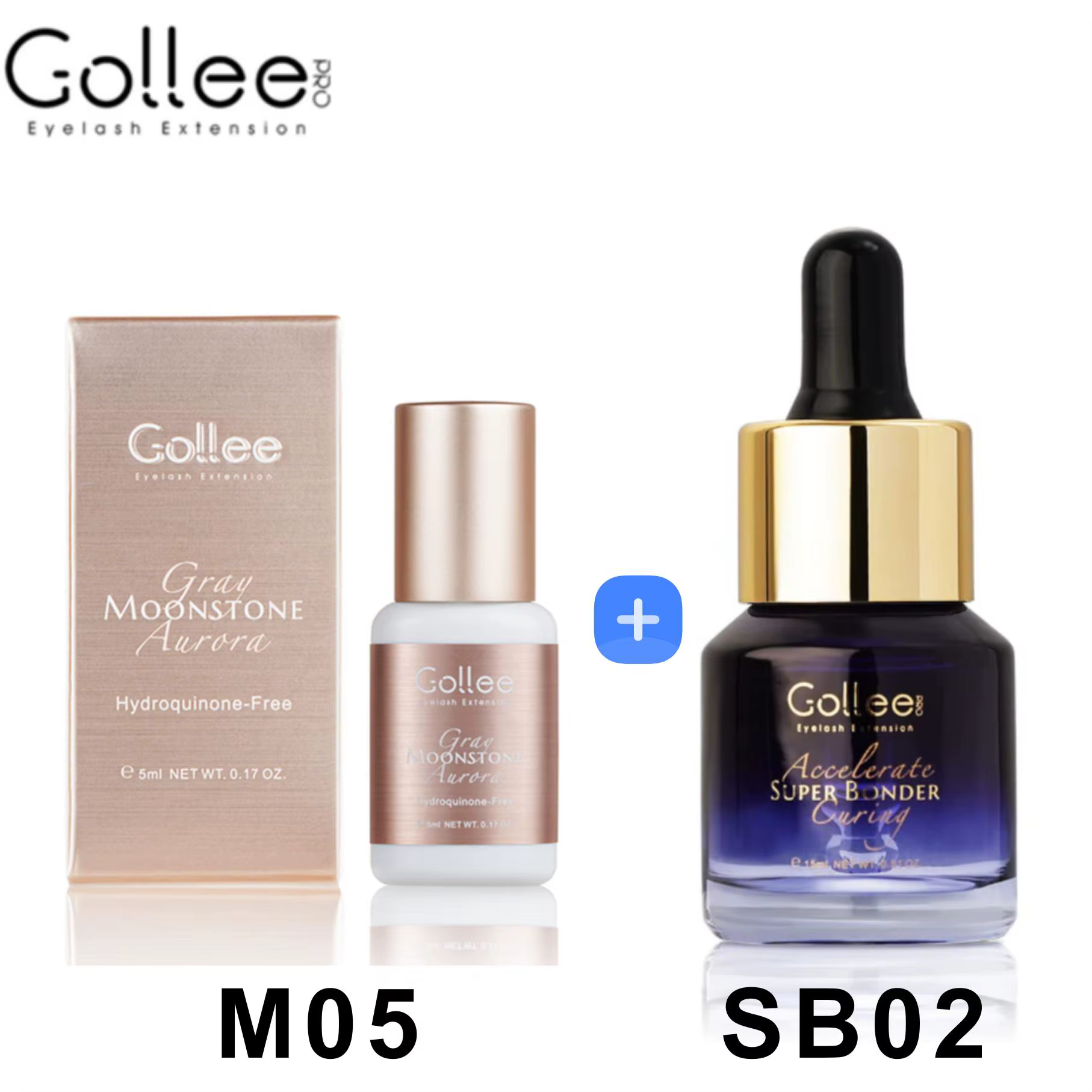 GOLLEE – colle pour extensions de cils grise, 0.5-1 secondes, séchage rapide, rétention, 6-8 semaine