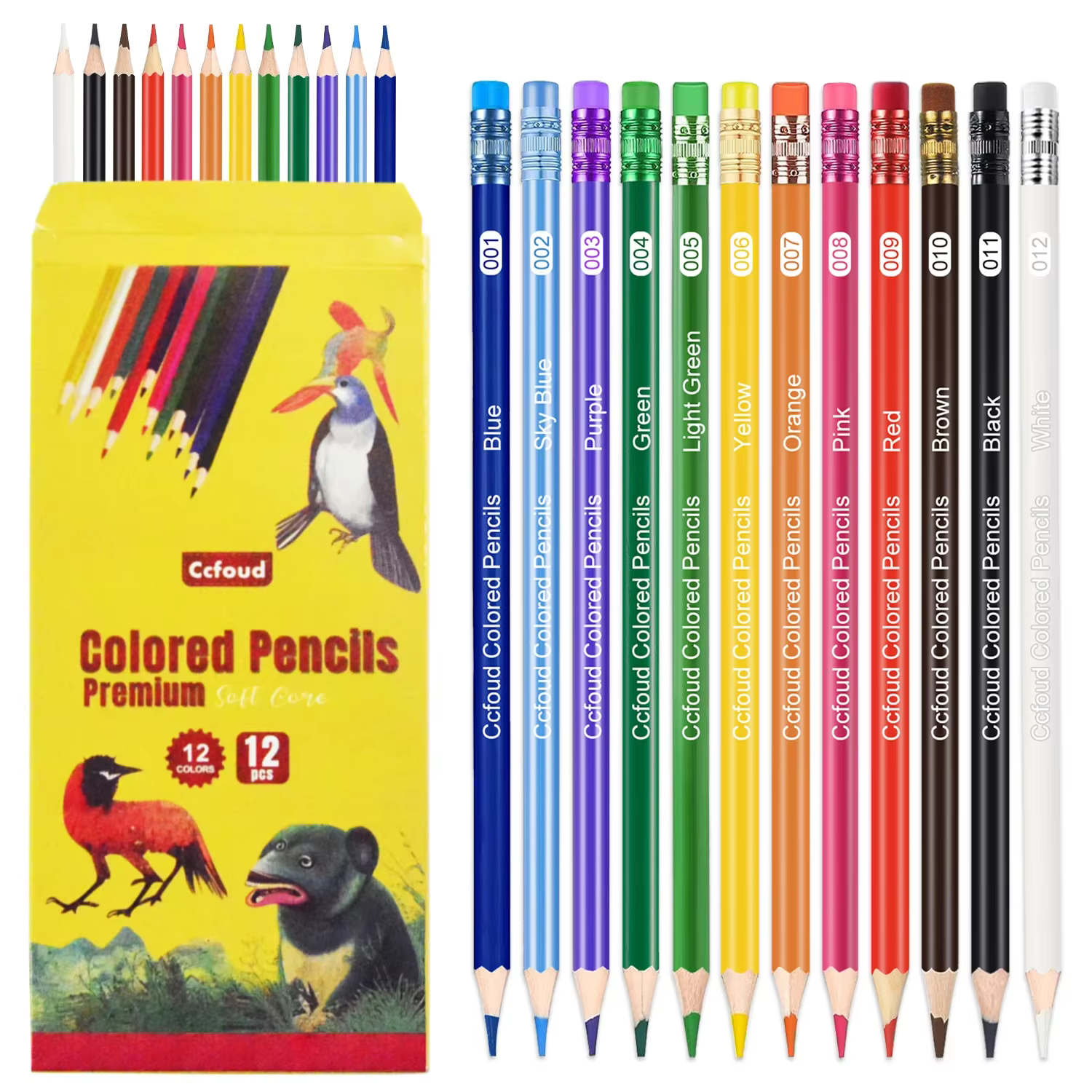 Ensemble de crayons de couleur à l'eau 12/24/36/48, crayons de couleur solubles dans l'eau doux et l